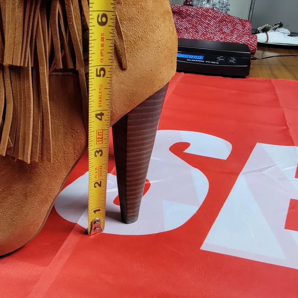Steve Madden Maraka Fringe Over The Knee Boots Chestnut Suede Womens 6 New